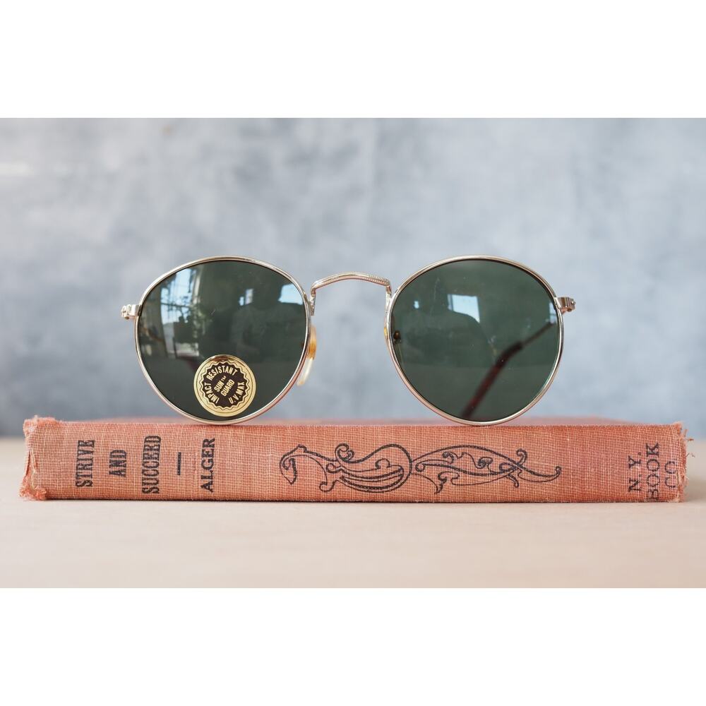 Vintage 1980s 90s Semi Round Sunglasses New Old Stock Hipster Academia Preppy